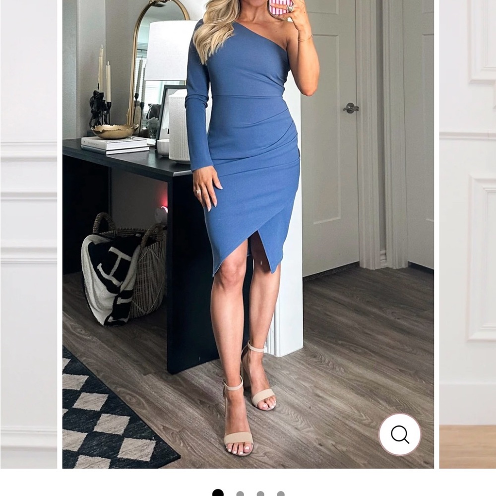 Bella and Bloom Dusky Blue Paulie One Shoulder Dress